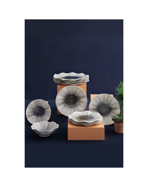 Service de table en Porcelaine multicolore - 24 pièces