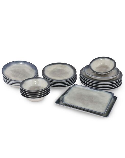 Service de table en Porcelaine bleu foncé/marron - 26 pièces