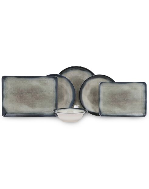 Servizio da tavola in porcellana blu scuro/marrone - 26 pezzi