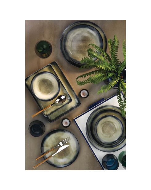 Servizio da tavola in porcellana blu scuro/marrone - 26 pezzi