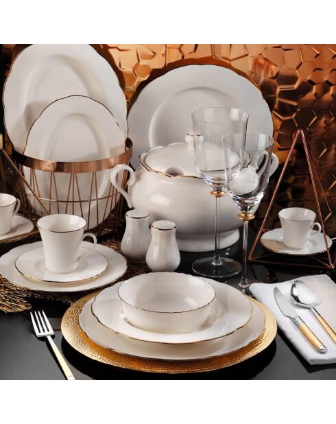 Service de table blanc/doré - 83 pièces