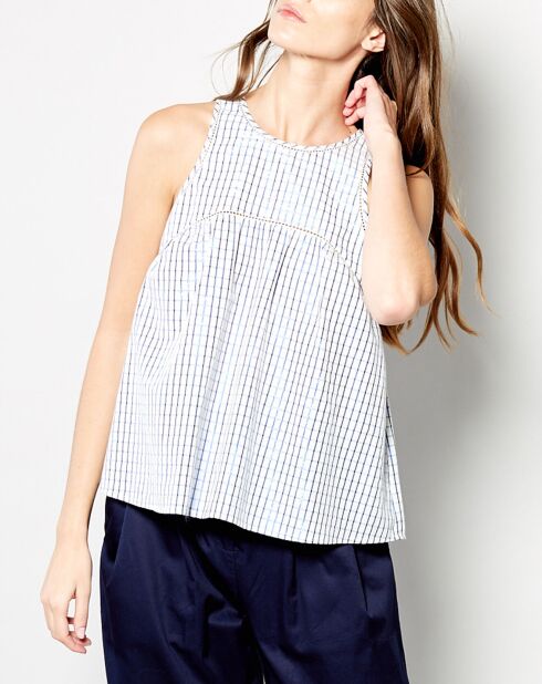 Top Tomillo imprimé bleu