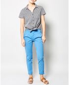 Pantalon Peplum en Toile de Coton bleu