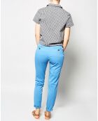 Pantalon Peplum en Toile de Coton bleu