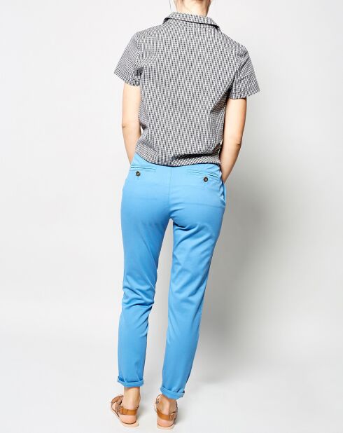 Pantalon Peplum en Toile de Coton bleu
