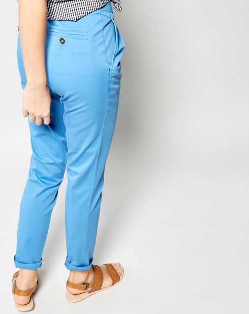 Pantalon Peplum en Toile de Coton bleu