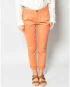 Pantalon Peplum en Toile de Coton orange