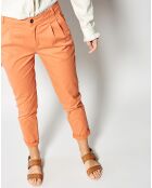 Pantalon Peplum en Toile de Coton orange
