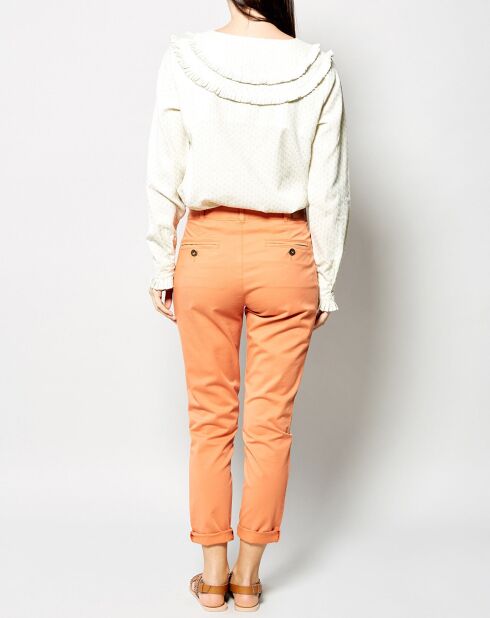 Oranje peplum-broek van katoenen canvas