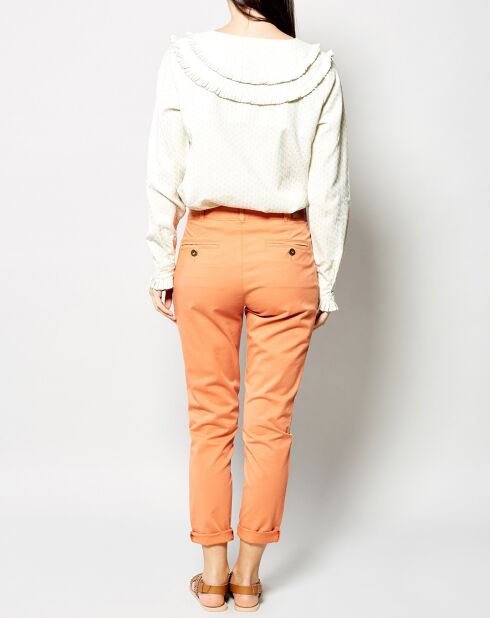 Pantalon Peplum en Toile de Coton orange