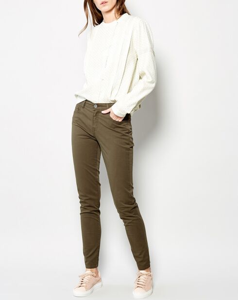 Jean Pomme en Coton slim vert kaki