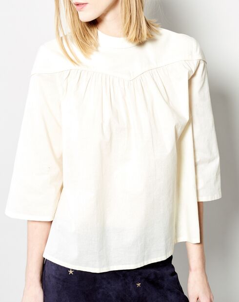 Top Flores de algodón crema