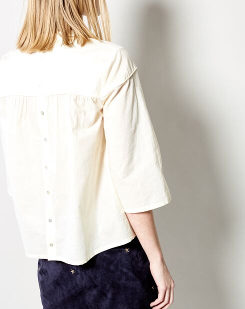 Top Flores de algodón crema