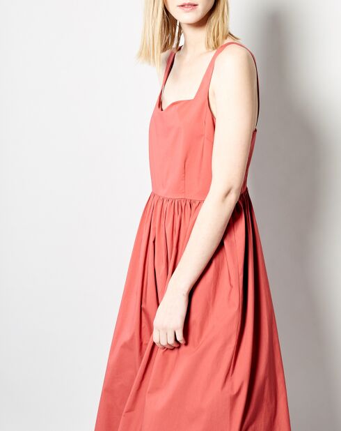 Renoir lange jurk van terracotta katoen