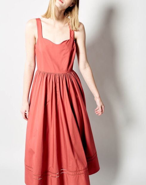 Renoir lange jurk van terracotta katoen