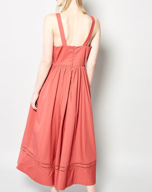 Renoir lange jurk van terracotta katoen