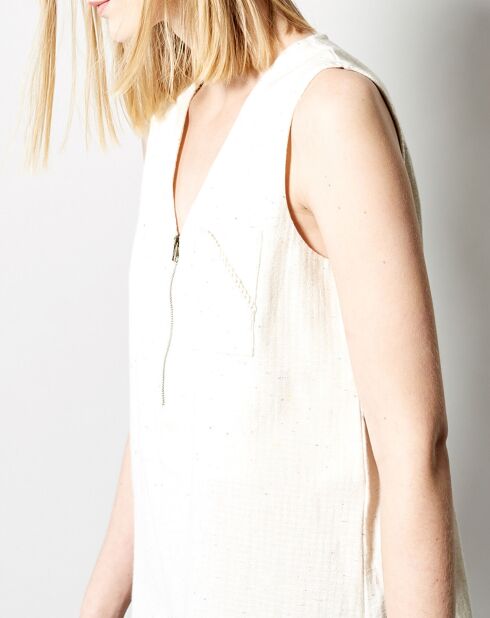 Cremefarbenes Tablado-Top aus melierter Baumwolle