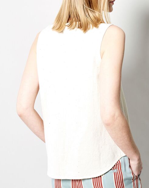 Cremefarbenes Tablado-Top aus melierter Baumwolle