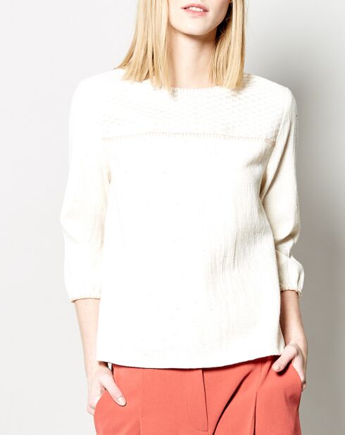 Creme katoenen top van Talapiz