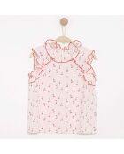 Top Cherry à petits volants rose