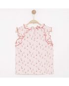 Top Cherry à petits volants rose
