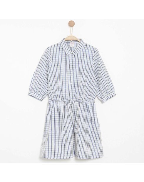 Robe Rainy en Coton mélangé à carreaux bleue