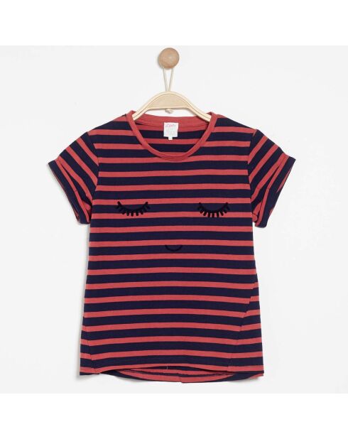 T-Shirt Tecily en Coton rayé rouge/bleu