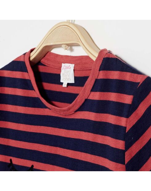 Tecily rot/blau gestreiftes Baumwoll-T-Shirt