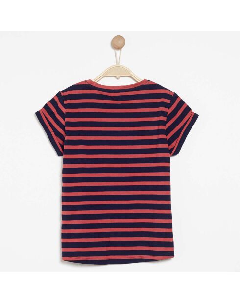 Tecily rot/blau gestreiftes Baumwoll-T-Shirt