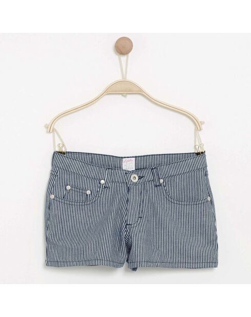 Short Ireny en Coton rayé bleu marine