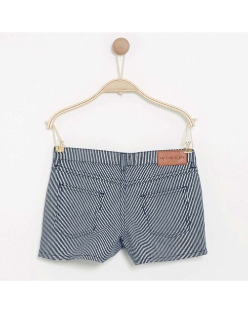 Short Ireny en Coton rayé bleu marine