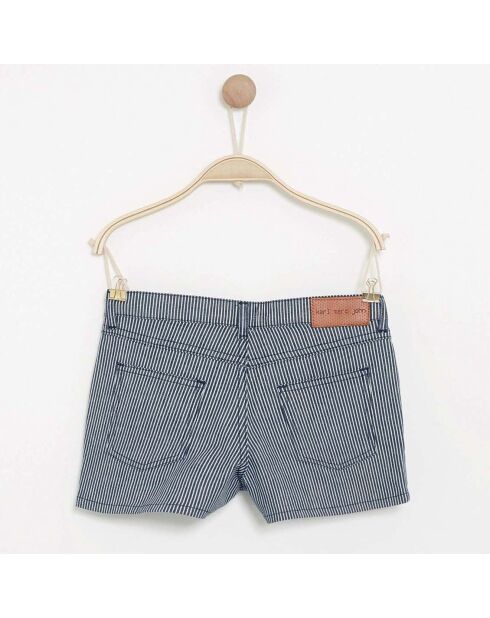 Short Ireny en Coton rayé bleu marine