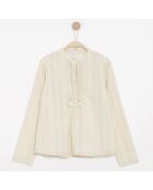 Blouse Casamy en Coton à fines rayures crème