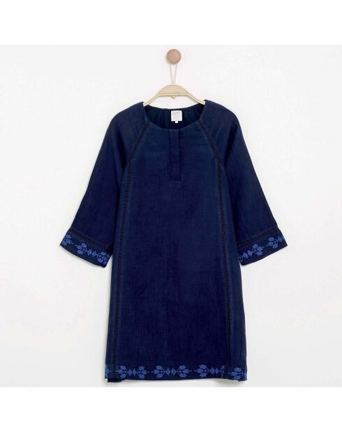 Robe Roujy brodée bleu marine