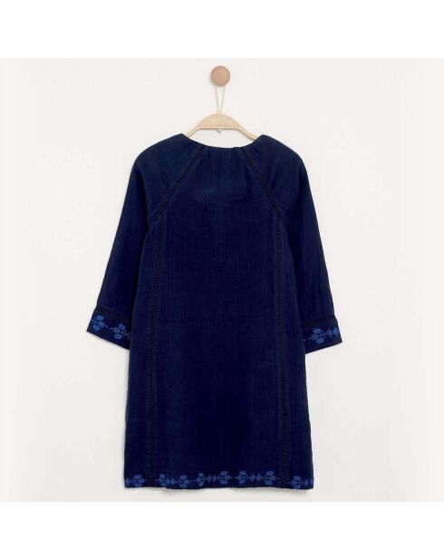 Robe Roujy brodée bleu marine