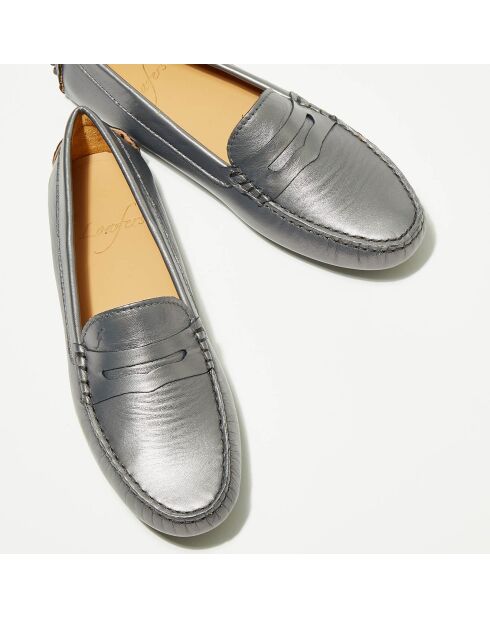 Mocassins en Cuir lisse Napallux métal foncé