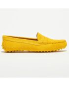 Mocassins en Velours de Cuir Lena jaune poussin