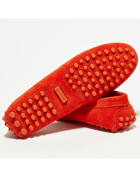 Mocassins en Velours de Cuir Lena rouge orangé