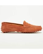 Mocassins en Velours de Cuir Lena  camel rosé