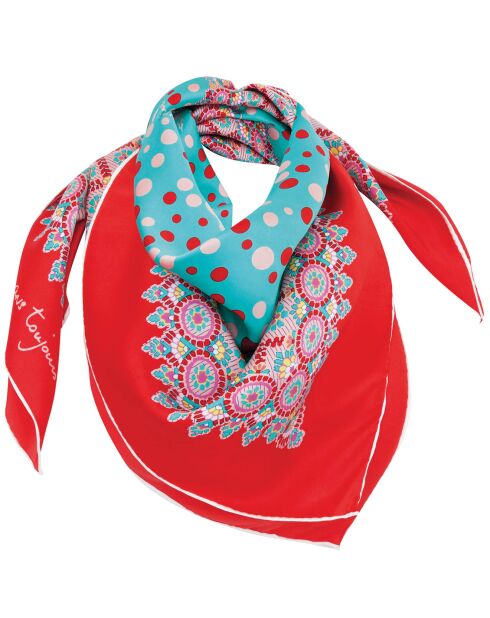 Carré 100% Soie Balancine rouge - 90x90 cm