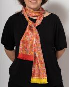 Foulard 100% Soie Cameo corail - 12x190 cm