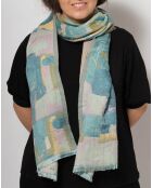 Étole en Coton & Soie Dedely bleue - 50x190 cm