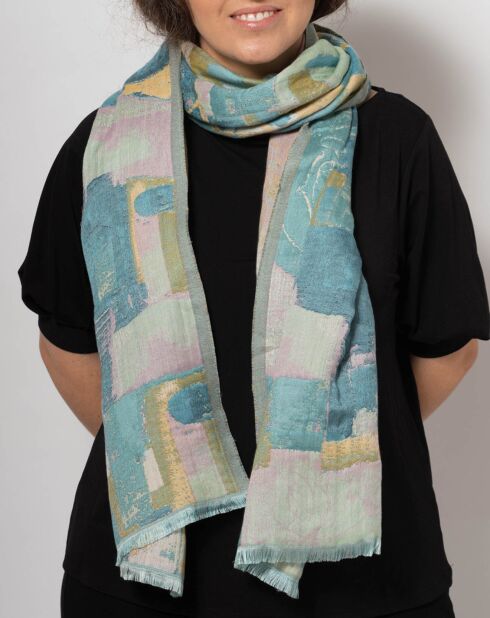 Étole en Coton & Soie Dedely bleue - 50x190 cm