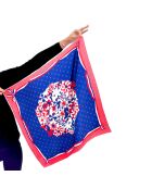 Carré 100% Soie Patrie bleu - 65x65 cm