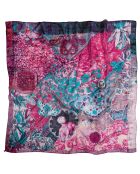 Carré 100% Laine Souvenirs rose - 130x130 cm