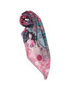 Carré 100% Laine Souvenirs rose - 130x130 cm
