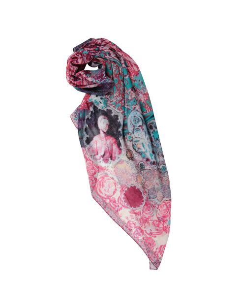 Carré 100% Laine Souvenirs rose - 130x130 cm