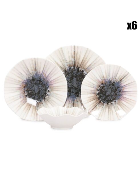 Service de table en Porcelaine multicolore - 24 pièces