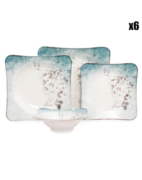 Service de table multicolore - 24 pièces