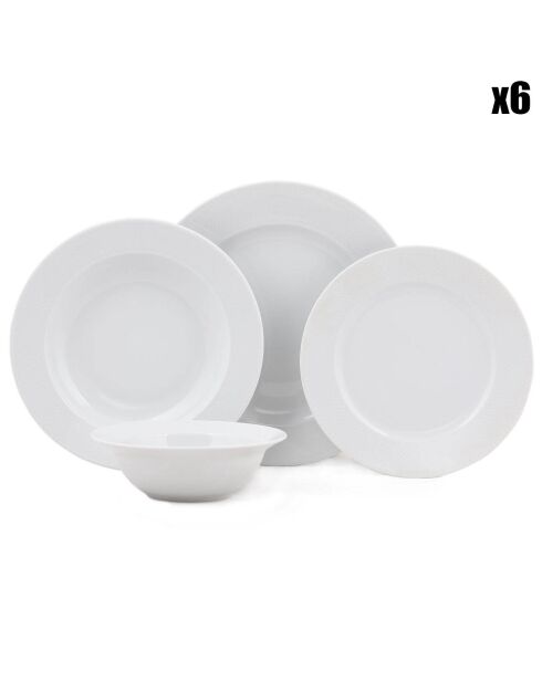 Service de table en Porcelaine blanc - 24 pièces